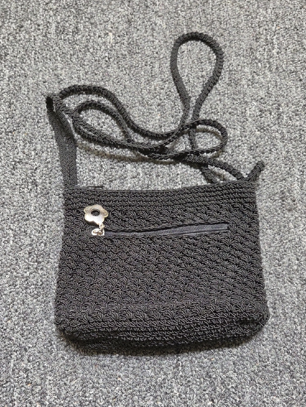 Black Woven Crossbody Bag - Lightweight Everyday Shoulder Purse